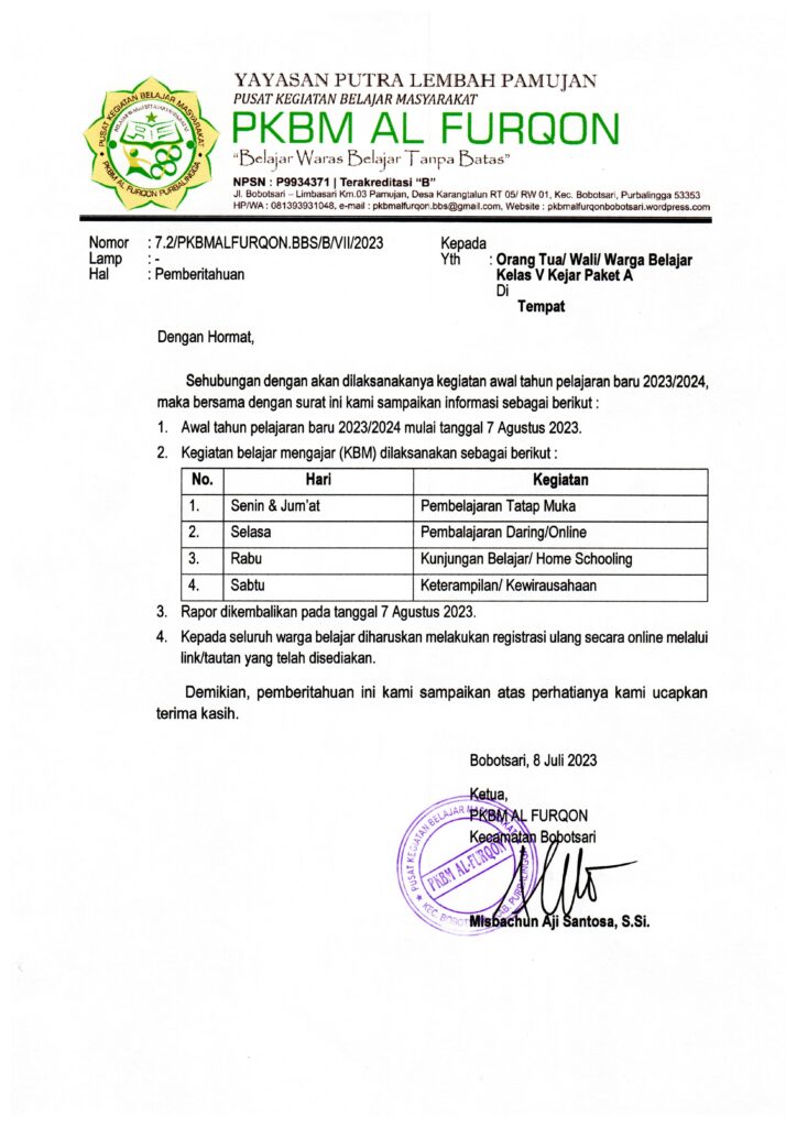 Surat Edaran Paket A